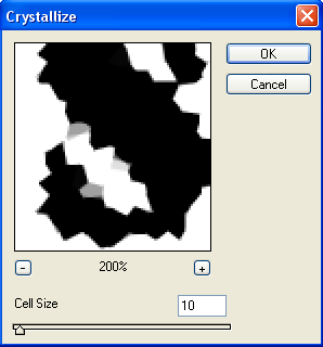 диалоговое окно фильтра Crystallize