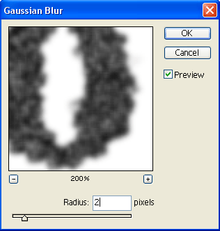 диалоговое окно фильтра Gaussian Blur